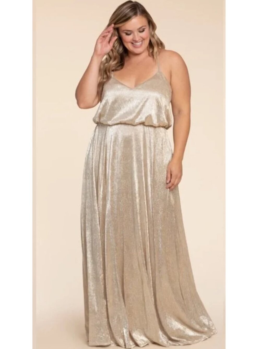 Metallic Gold Bloused Bodice Gown Style 5953 Size 20